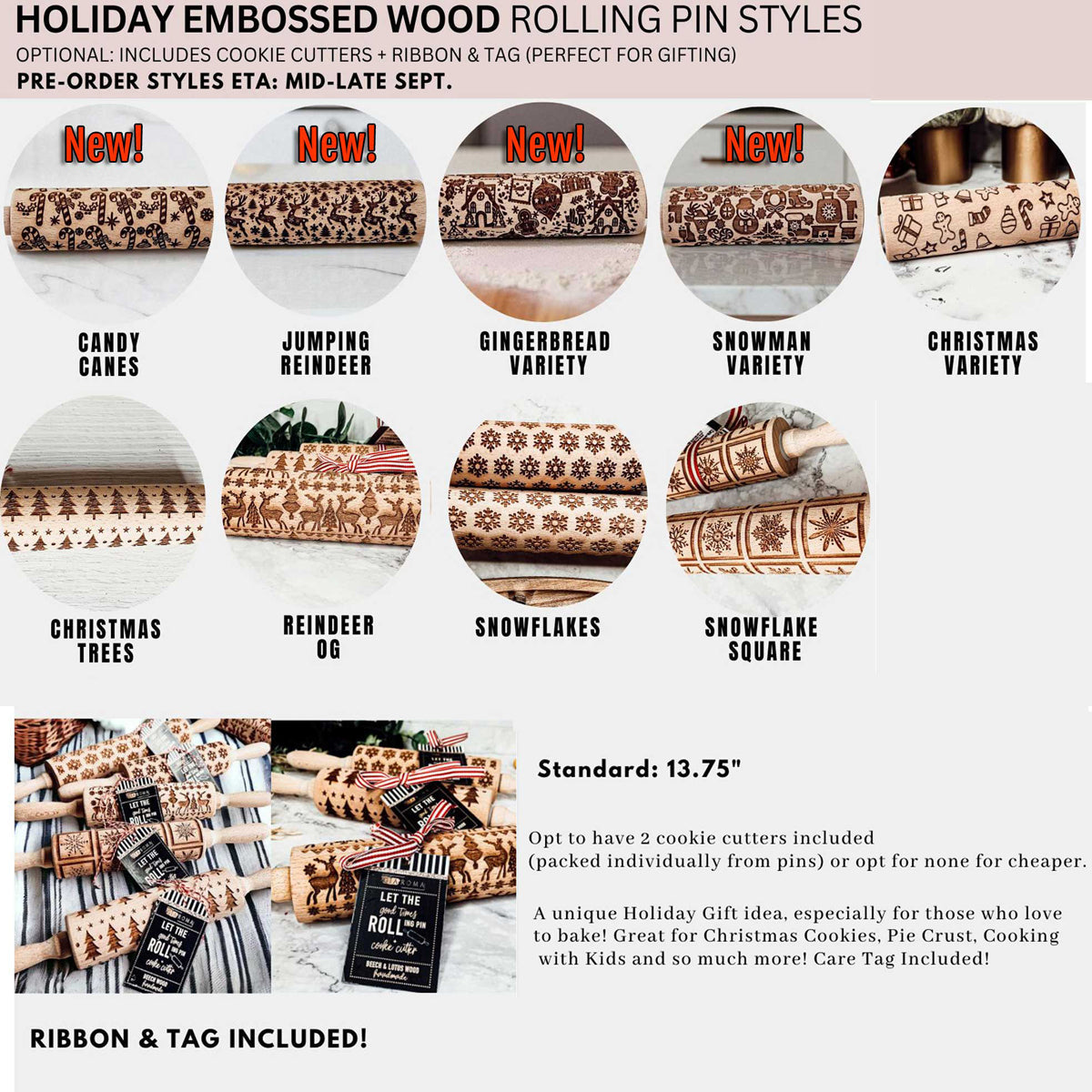 Christmas Rolling Pin Set | 10 Styles