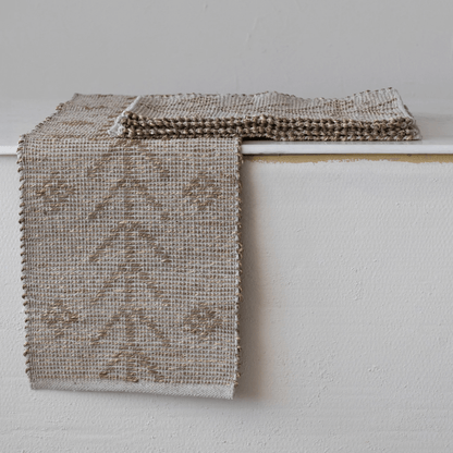 Two-Sided Hand-Woven Seagrass & Cotton Table Runner w/ Design