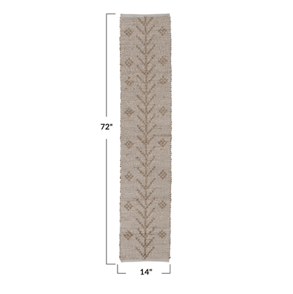 Two-Sided Hand-Woven Seagrass & Cotton Table Runner w/ Design