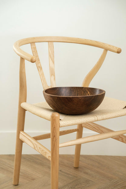 Hand-Carved Large Walnut Wood Bowl